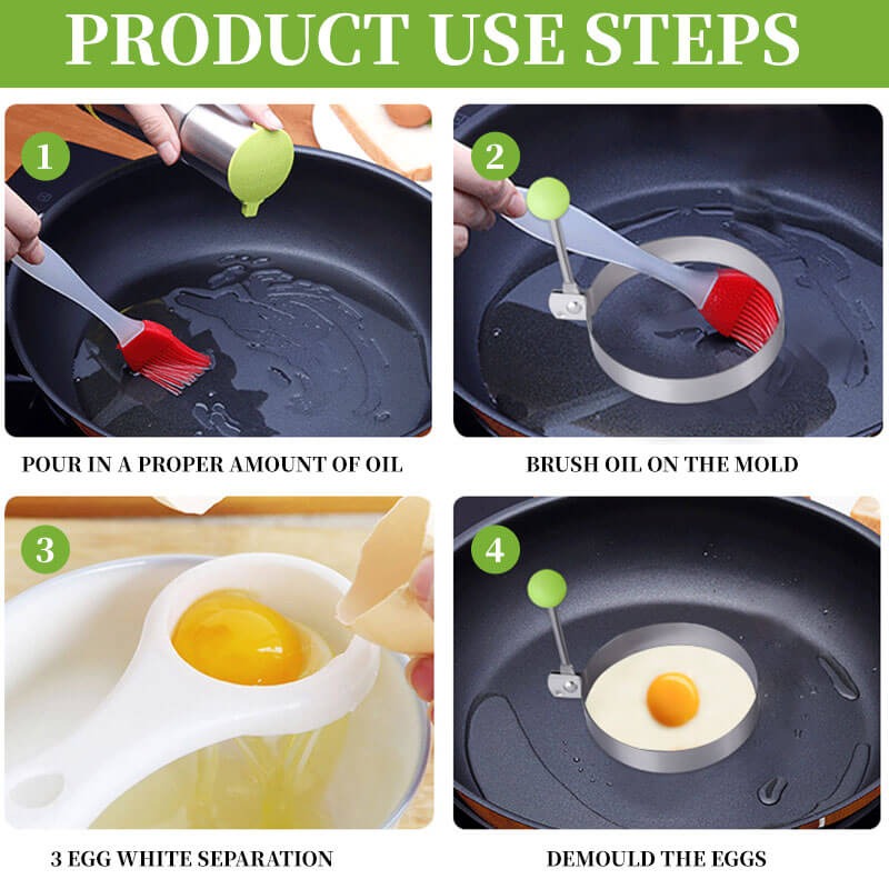 Five-piece egg-frying kit [includes oil brush + separator]🔥